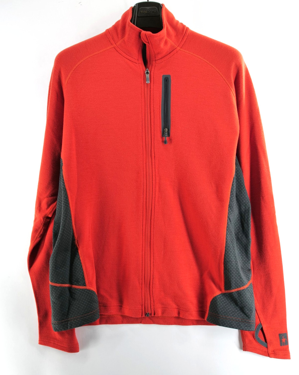 SmartWool Merino Sport Fleece Jacket Men XL Red Gray Full Zip Performance